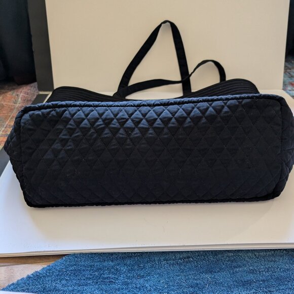Vera Bradley Black Quilted Weekender Tote Bag with Leopard Inside - Picture 10 of 16